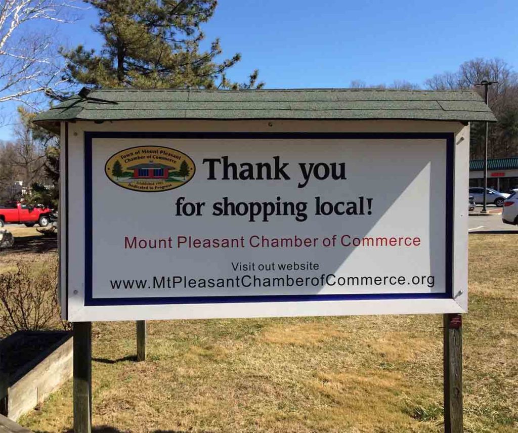 Thank you for shopping local sign in Thornwood NY